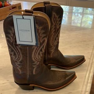 Lucchesse Handmade 1883 Madras Goat Girl Boots-Snip Toe Chocolate Size 7.5/B